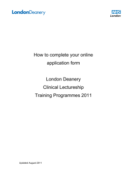 How to complete your online application form  London Deanery