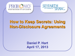 How to Keep Secrets: Using Non-Disclosure Agreements  Daniel P. Hart