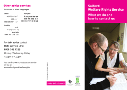 Salford Welfare Rights Service What we do and how to contact us