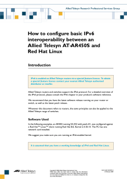 How to configure basic IPv6 interoperability between an Allied Telesyn AT-AR450S and