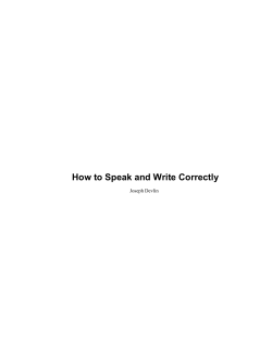 How to Speak and Write Correctly Joseph Devlin
