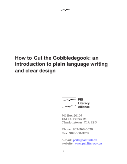 How to Cut the Gobbledegook: an introduction to plain language writing PEI