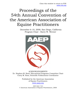 Proceedings of the 54th Annual Convention of the American Association of Equine Practitioners