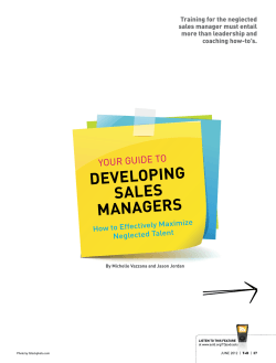 DeVelOping sales Managers YOUR GUIDE TO