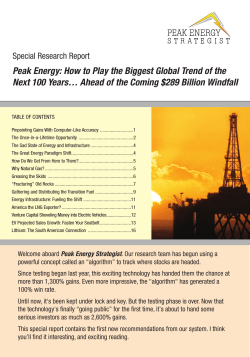 Peak Energy: How to Play the Biggest Global Trend of... Next 100 Years… Ahead of the Coming $289 Billion Windfall