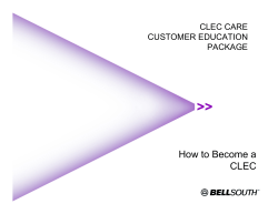 How to Become a CLEC CLEC CARE CUSTOMER EDUCATION