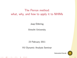 The Perron method: Jaap Eldering Utrecht University