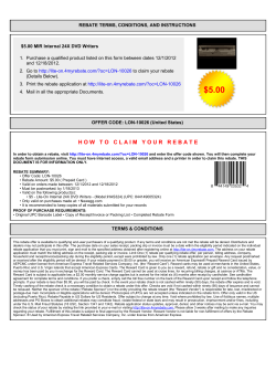REBATE TERMS, CONDITIONS, AND INSTRUCTIONS $5.00 MIR Internal 24X DVD Writers