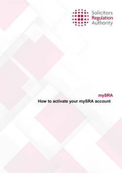 mySRA How to activate your mySRA account
