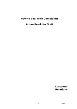 How to deal with Complaints A Handbook for Staff Customer