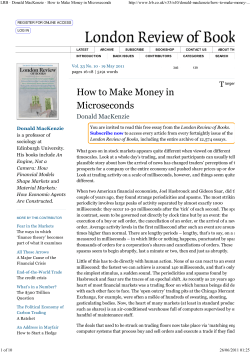 How to Make Money in Microseconds Donald MacKenzie is a professor of