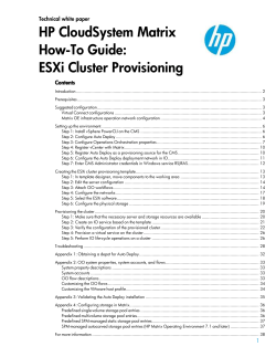 HP CloudSystem Matrix How-To Guide: ESXi Cluster Provisioning