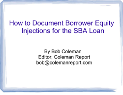 How to Document Borrower Equity Injections for the SBA Loan