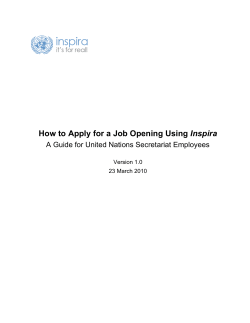 Inspira A Guide for United Nations Secretariat Employees