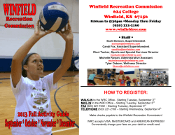 Winfield Recreation Commission 624 College Winfield, KS  67156 Monday thru Friday