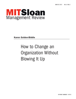 How to Change an Organization Without Blowing It Up Karen Golden-Biddle