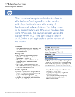 HP Education Services This course teaches system administrators how to