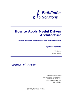 How to Apply Model Driven Architecture PathMATE Series