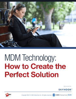 MDM Technology: How to Create the Perfect Solution Sponsored by: