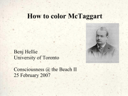 How to color McTaggart Benj Hellie University of Toronto