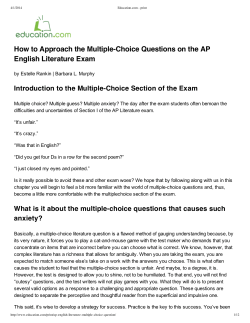 How to Approach the Multiple-Choice Questions on the AP