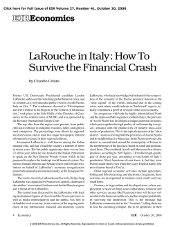 LaRouche in Italy: How To Survive the Financial Crash EIR Economics