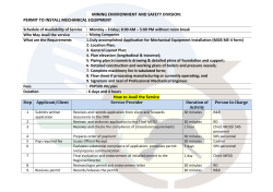 MINING ENVIRONMENT AND SAFETY DIVISION: PERMIT TO INSTALL MECHANICAL EQUIPMENT