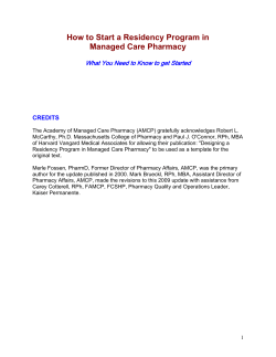 How to Start a Residency Program in Managed Care Pharmacy