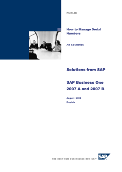 Solutions from SAP SAP Business One 2007 A and 2007 B