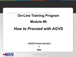 How to Proceed with AGVS On-Line Training Program Module #6 AGVS Product Section