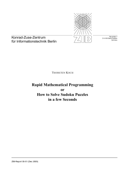 Rapid Mathematical Programming or How to Solve Sudoku Puzzles in a few Seconds