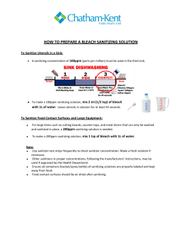 HOW TO PREPARE A BLEACH SANITIZING SOLUTION 100ppm