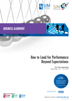 How to lead for Performance beyond expectations business alignment Dr Tan Jing Hee