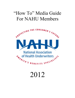 2012  ―How To‖ Media Guide For NAHU Members