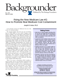 Fixing the New Medicare Law #2: Joseph R. Antos, Ph.D. Talking Points