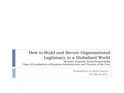 How to Build and Secure Organizational Legitimacy in a Globalized World