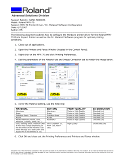 Support Bulletin: RASD-SB00036 Model: Roland MPX-70