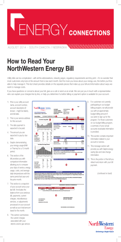 ENERGY How to Read Your NorthWestern Energy Bill CONNECTIONS