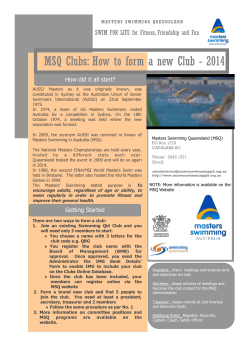 MSQ Clubs: How to form a new Club - 2014