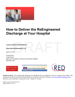DRAFT    How to Deliver the ReEngineered Discharge at Your Hospital