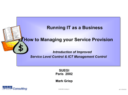 Running IT as a Business How to Managing your Service Provision