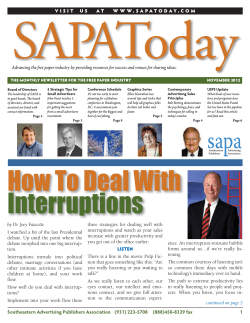SAPAToday V I S I T     U... Advancing the free paper industry by providing resources for success... THE MONTHLY NEWSLETTER FOR THE FREE PAPER INDUSTRY