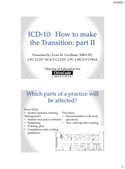 ICD-10:  How to make the Transition: part II be affected?