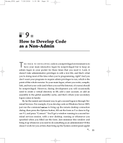 T 9 How to Develop Code as a Non-Admin