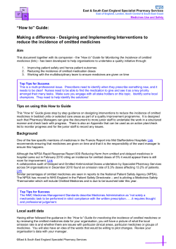 “How to” Guide:  reduce the incidence of omitted medicines