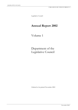 Annual Report 2002 Volume 1 Department of the Legislative Council