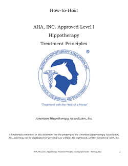 How-to-Host  AHA, INC. Approved Level I Hippotherapy