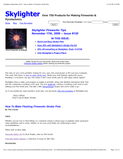 Skylighter Skylighter Fireworks Tips November 17th, 2008 -- Issue #120