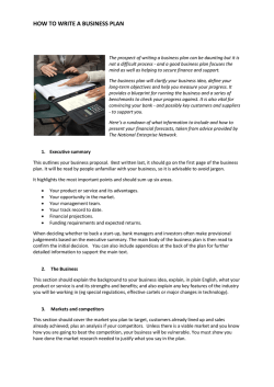 HOW TO WRITE A BUSINESS PLAN