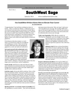 Use SouthWest Writers Know-How to Elevate Your Career January 2011 www.southwestwriters.com